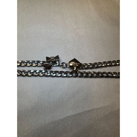 Kate Spade Belt Women New York Silver Tone Chain Statement Spade Bow Charms - Picture 5 of 16